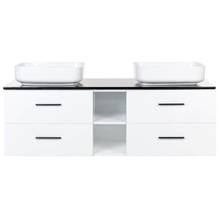 Zestaw mebli łazienkowych z podwójną umywalką i lustrami biały PILAR