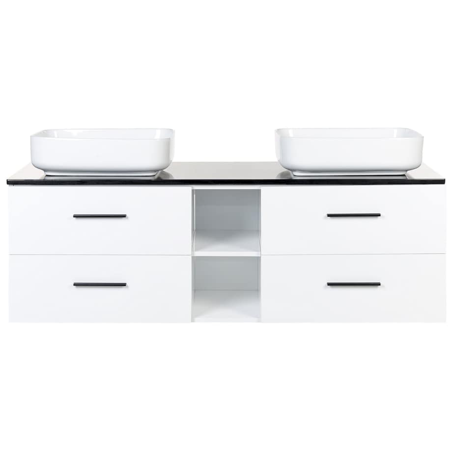 Zestaw mebli łazienkowych z podwójną umywalką i lustrami biały PILAR