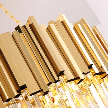 Lampa Kryształowa Sufitowa Plafon Złoty Kryształ