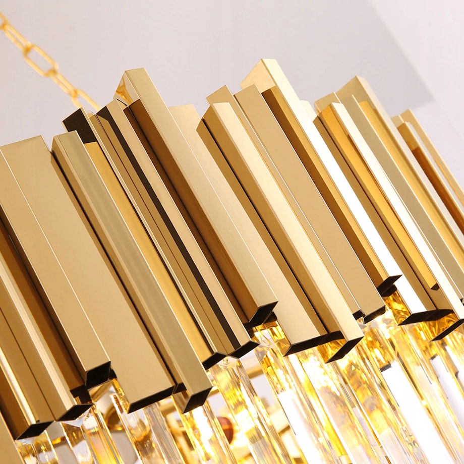 Lampa Kryształowa Sufitowa Plafon Złoty Kryształ