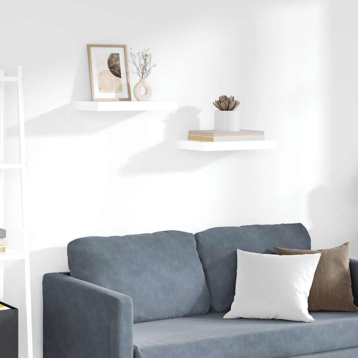 vidaXL Półki ścienne, 2 szt., białe, wysoki połysk, 40x23x3,8 cm, MDF