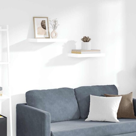 vidaXL Półki ścienne, 2 szt., białe, wysoki połysk, 40x23x3,8 cm, MDF