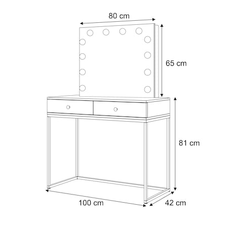 BLANCO GOLD ELITE toaletka z lustrem i oświetleniem LED 100x42x81 cm