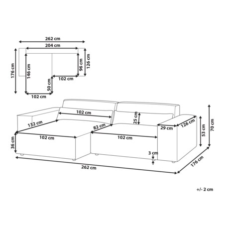 Narożnik modułowy 2-osobowy prawostronny szary HELLNAR
