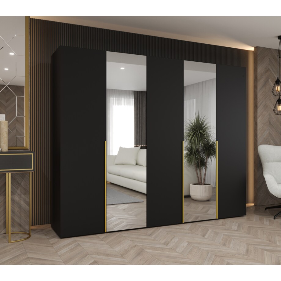 Szafa uchylna otwierana ALICANTE 2 250 wys. 202 cm Czarny + u. Złoty