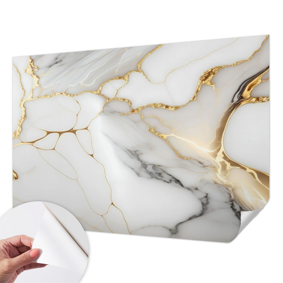 Fototapeta samoprzylepna 208x146 cm - Marmurowa elegancja, tapeta ścienna biała