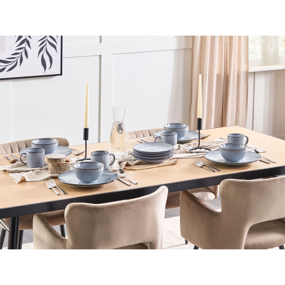 Zestaw 8 dużych talerzy JUNIPER Kamionka Błękitny