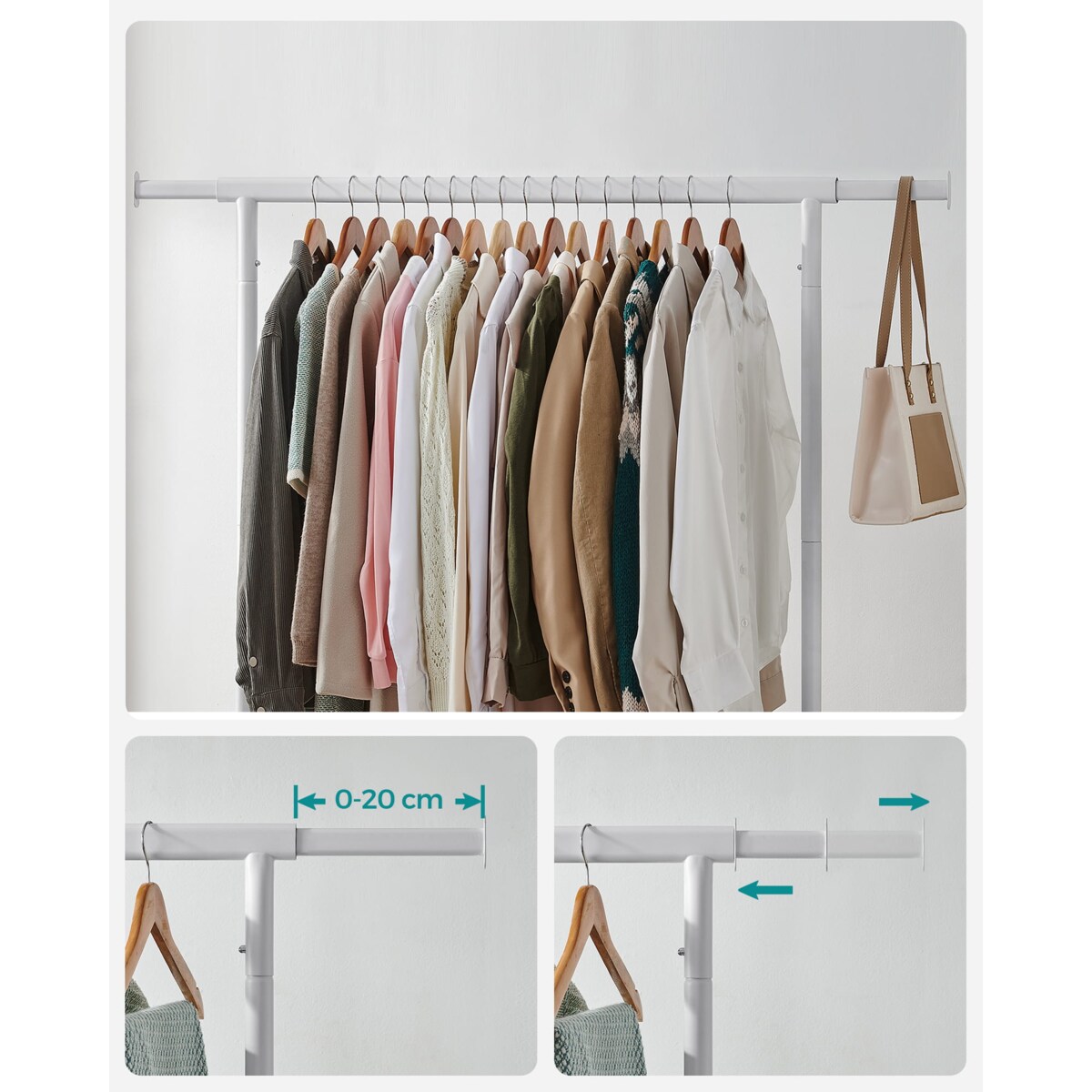 Wieszak Na Ubrania Na Kółkach Biały