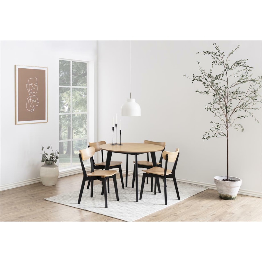 Krzesło Roxby naturalne czarne drewniane