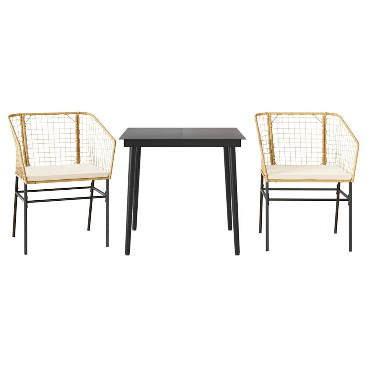 vidaXL 3-częściowy zestaw ogrodowy poduszkami brązowy polirattan szkło