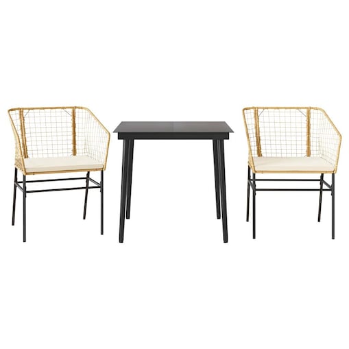 vidaXL 3-częściowy zestaw ogrodowy poduszkami brązowy polirattan szkło