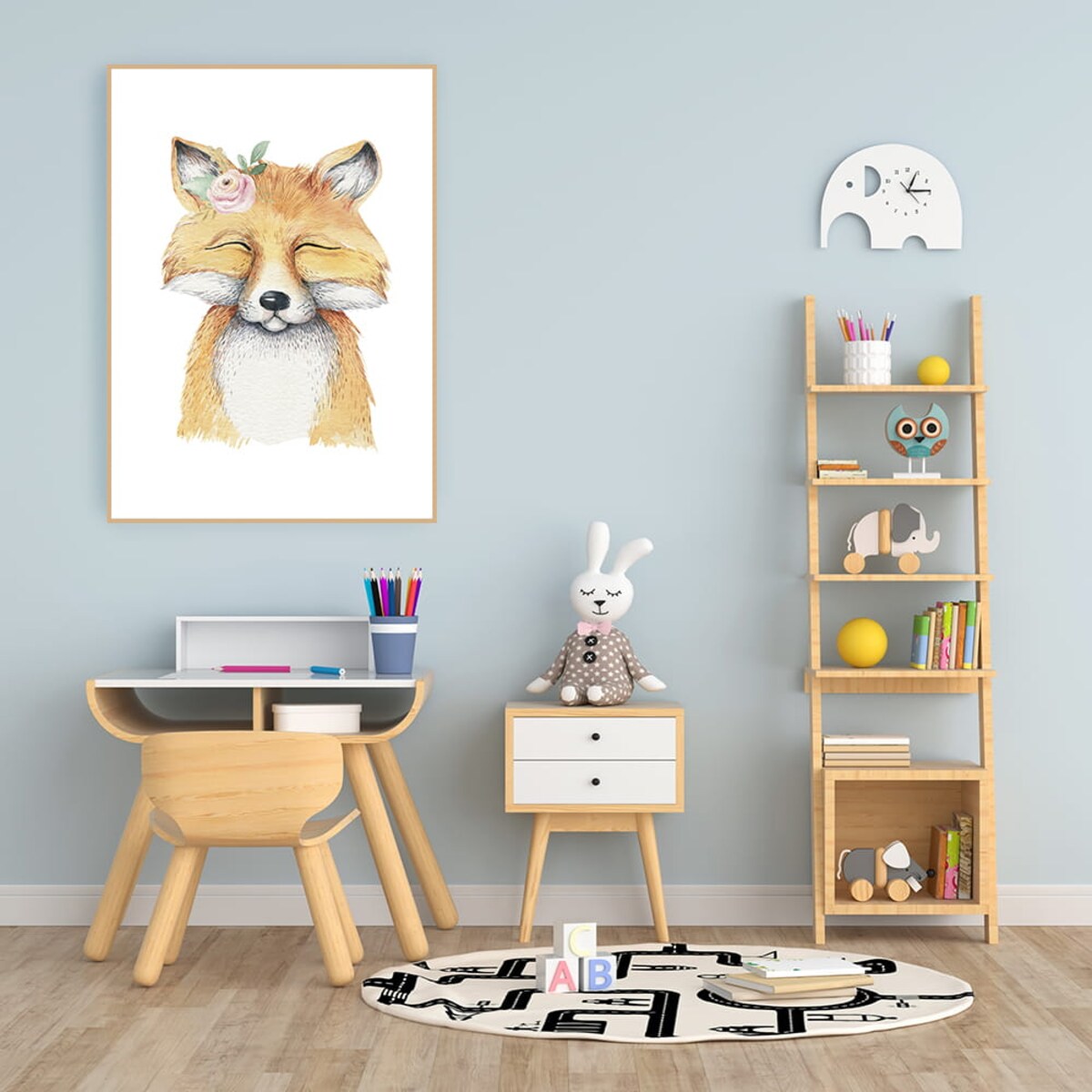 plakat lisek z kwiatkiem 21x30 cm