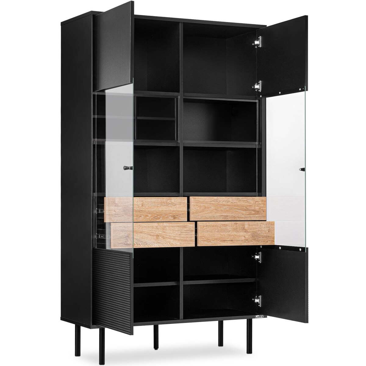 KONSIMO LOFTY Dwudrzwiowa witryna z szufladami w stylu loft