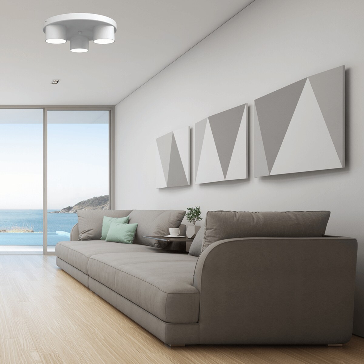 Biała lampa sufitowa Dixie minimalistyczna do gabinetu