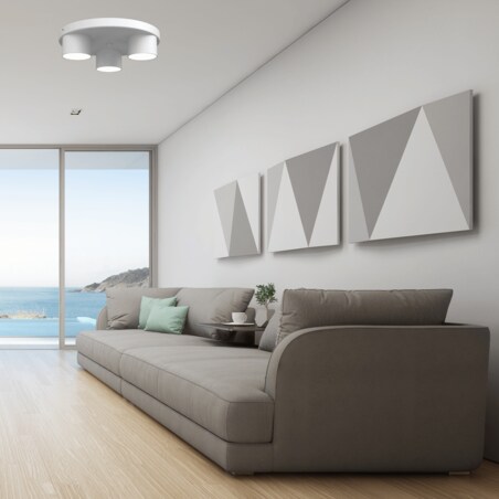 Biała lampa sufitowa Dixie minimalistyczna do gabinetu