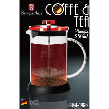 Zaparzacz tłokowy do herbaty kawy 350ml French Press BERLINGER HAUS Metallic Burgundy