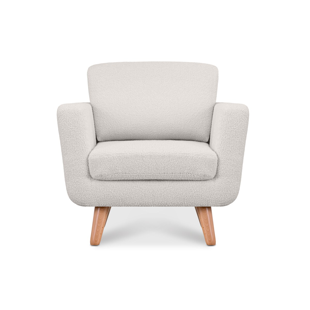 KONSIMO TAGIO Biały skandynawski fotel z tkaniny jagnięcej