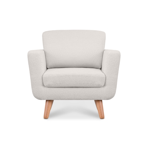 KONSIMO TAGIO Biały skandynawski fotel z tkaniny jagnięcej