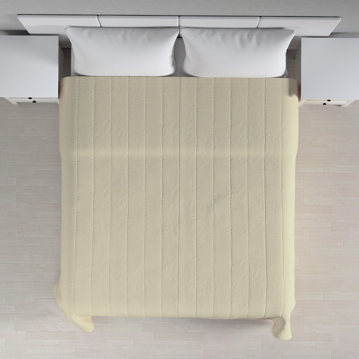 Narzuta pikowana w pasy 260x210 kremowy szenil