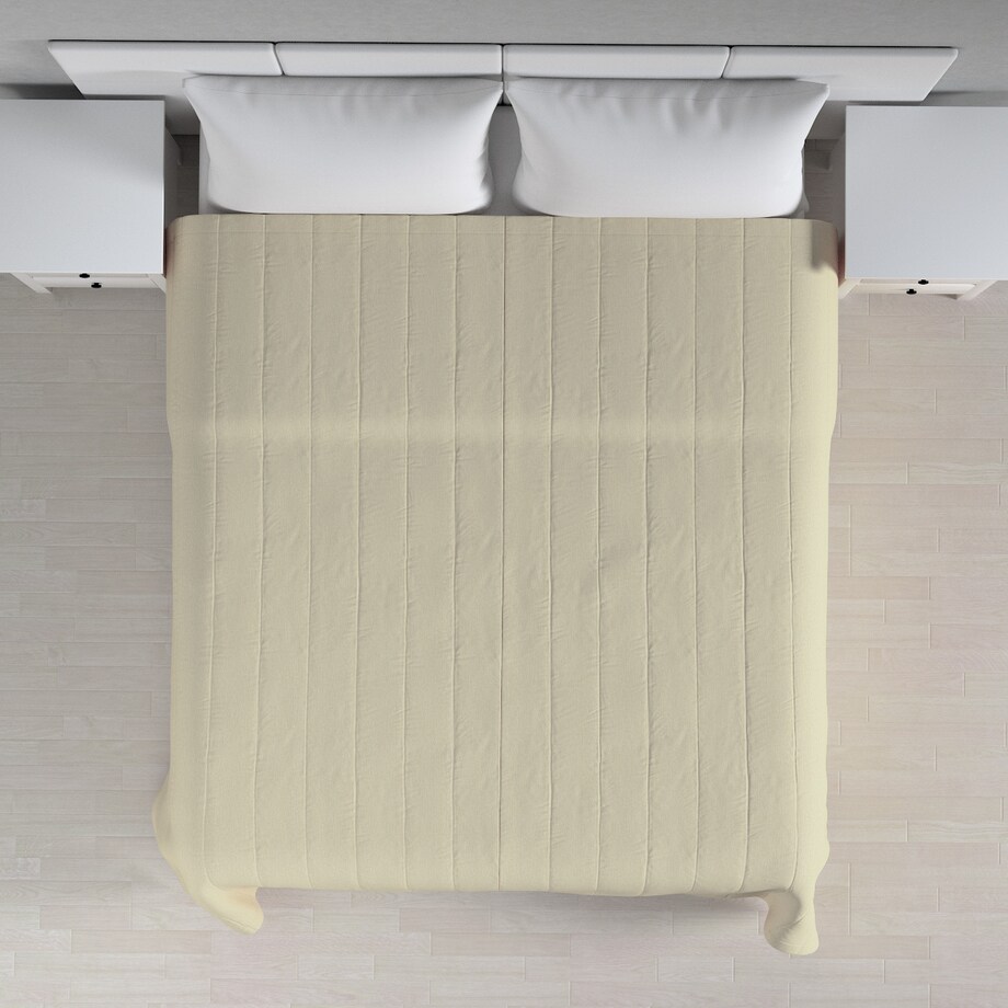 Narzuta pikowana w pasy 260x210 kremowy szenil