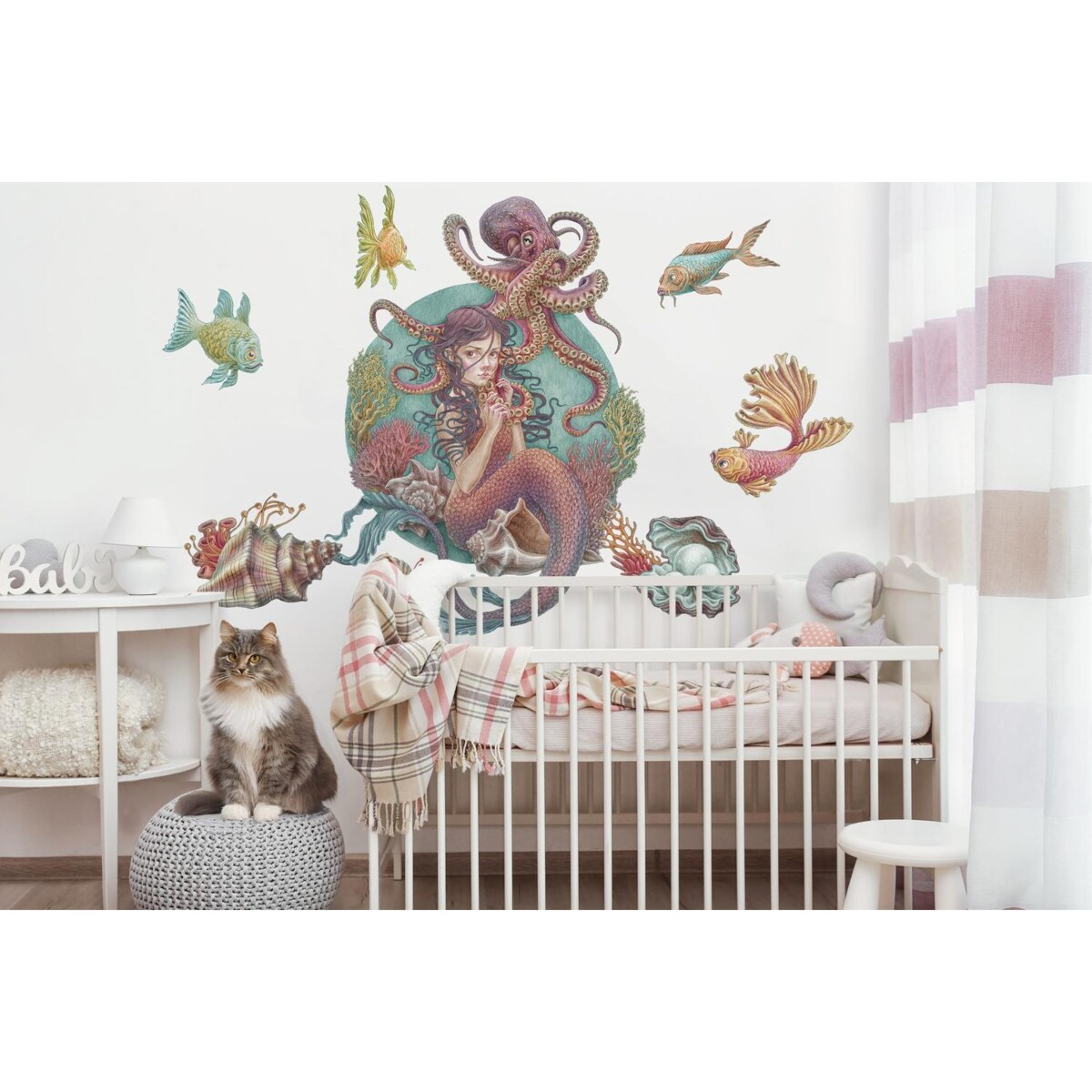 Zestaw naklejek na ścianę, Podwodne syreny, 80cm