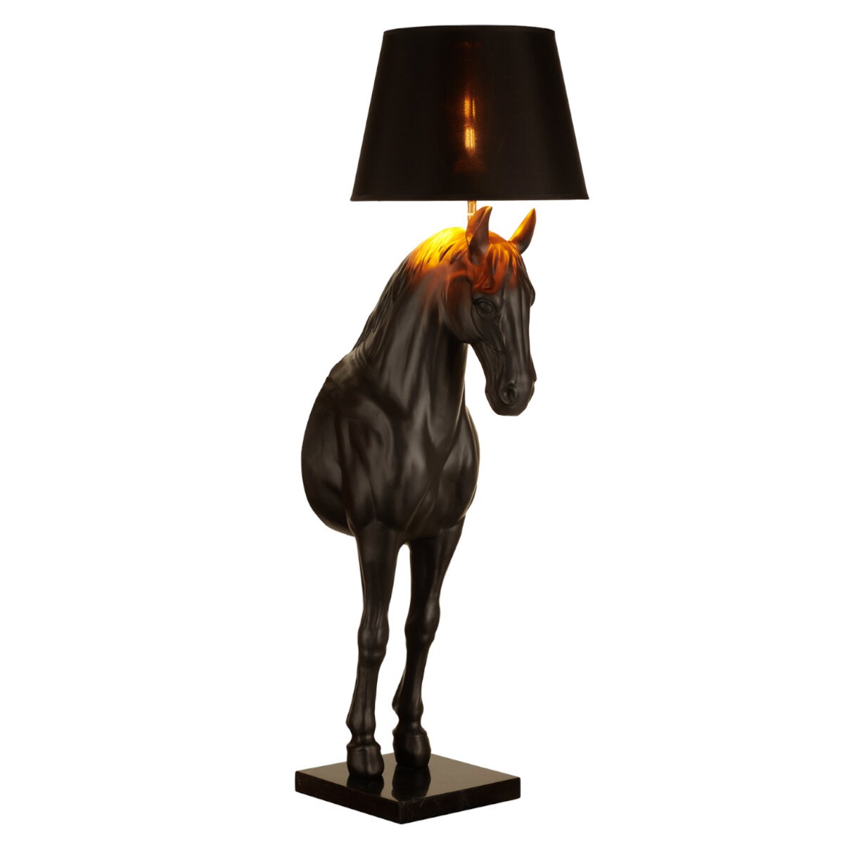 Designerska lampa podłogowa Horse MF1237-350 Step koń z abażurem czarna