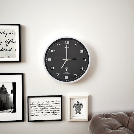vidaXL Sterowany radiowo zegar z mechanizmem kwarcowym, 31 cm, czarny