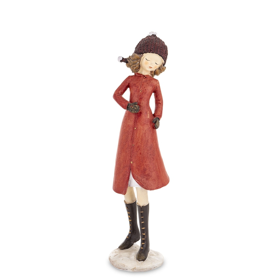 Figurka - Zimowa dziewczynka 20x7x7 cm TOSIA czerwona