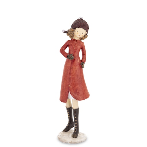 Figurka - Zimowa dziewczynka 20x7x7 cm TOSIA czerwona
