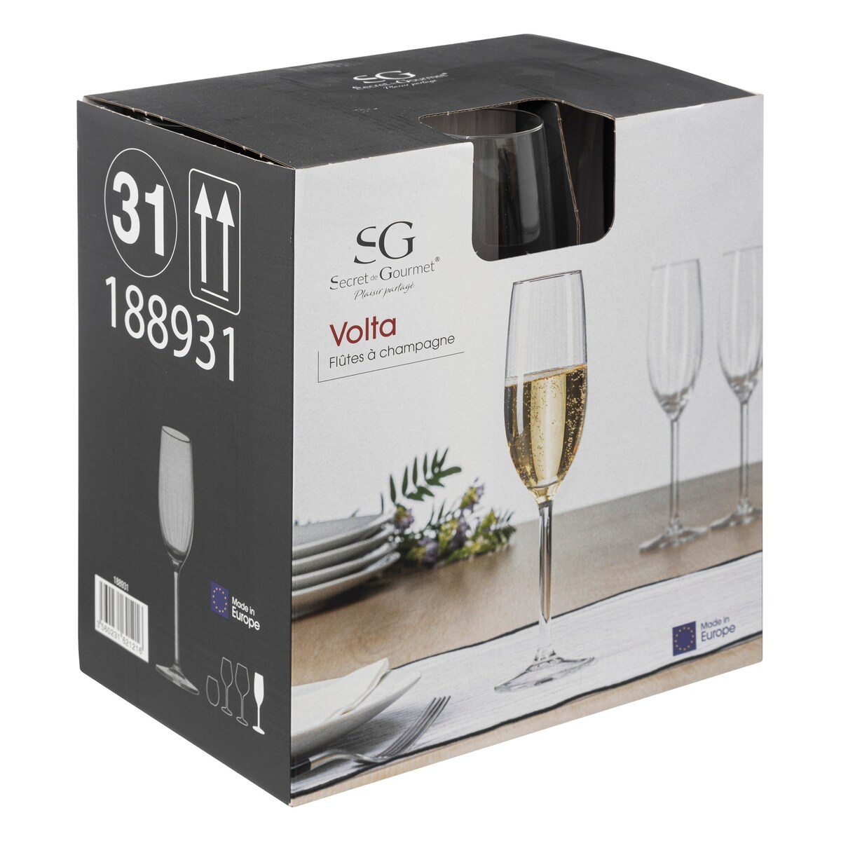 Kieliszki do szampana VOLTA, 6 sztuk x 210 ml