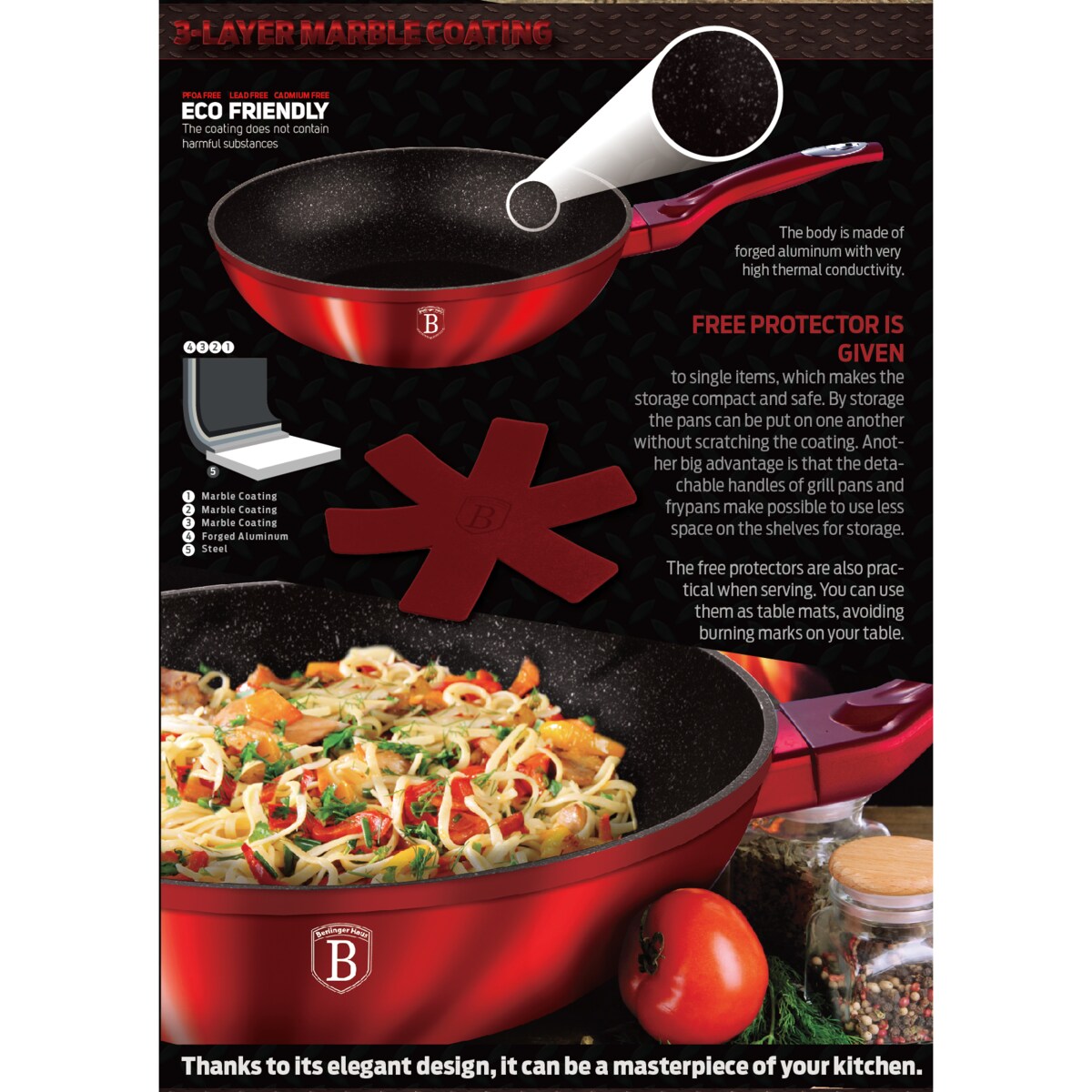 Patelnia Wok 28 cm marmurowa BerlingerHaus BH-1267