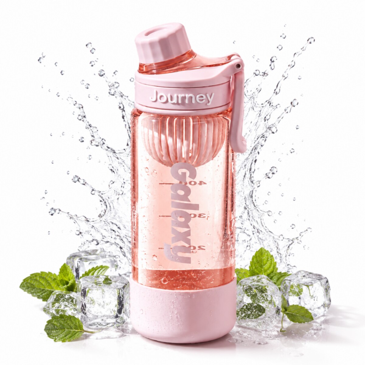 Butelka na wodę z uchwytem, sportowy bidon z miarką 800ML GALAXY różowy BD71R