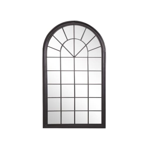 Metalowe lustro ścienne okno 77 x 130 cm czarne TREVOL