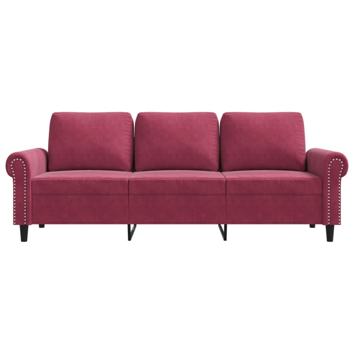 vidaXL Sofa 3-osobowa, winna czerwień, 180 cm, obita aksamitem