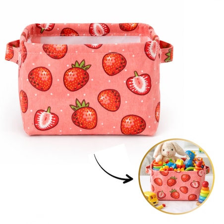 Pojemnik na zabawki, materiałowy kosz, worek na pranie TRUSKAWKI OR51WZ4