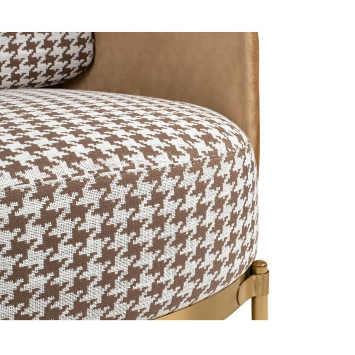 Wygodny fotel do salonu Venice KH1501100158 pepitka brązowy złoty, King Home