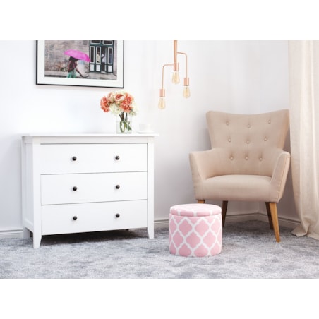 Puf ze schowkiem ⌀ 35 cm różowo-biały TUNICA