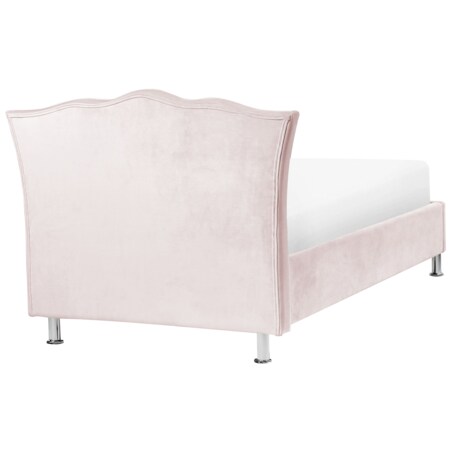 Łóżko welurowe z pojemnikiem 90 x 200 cm różowe METZ