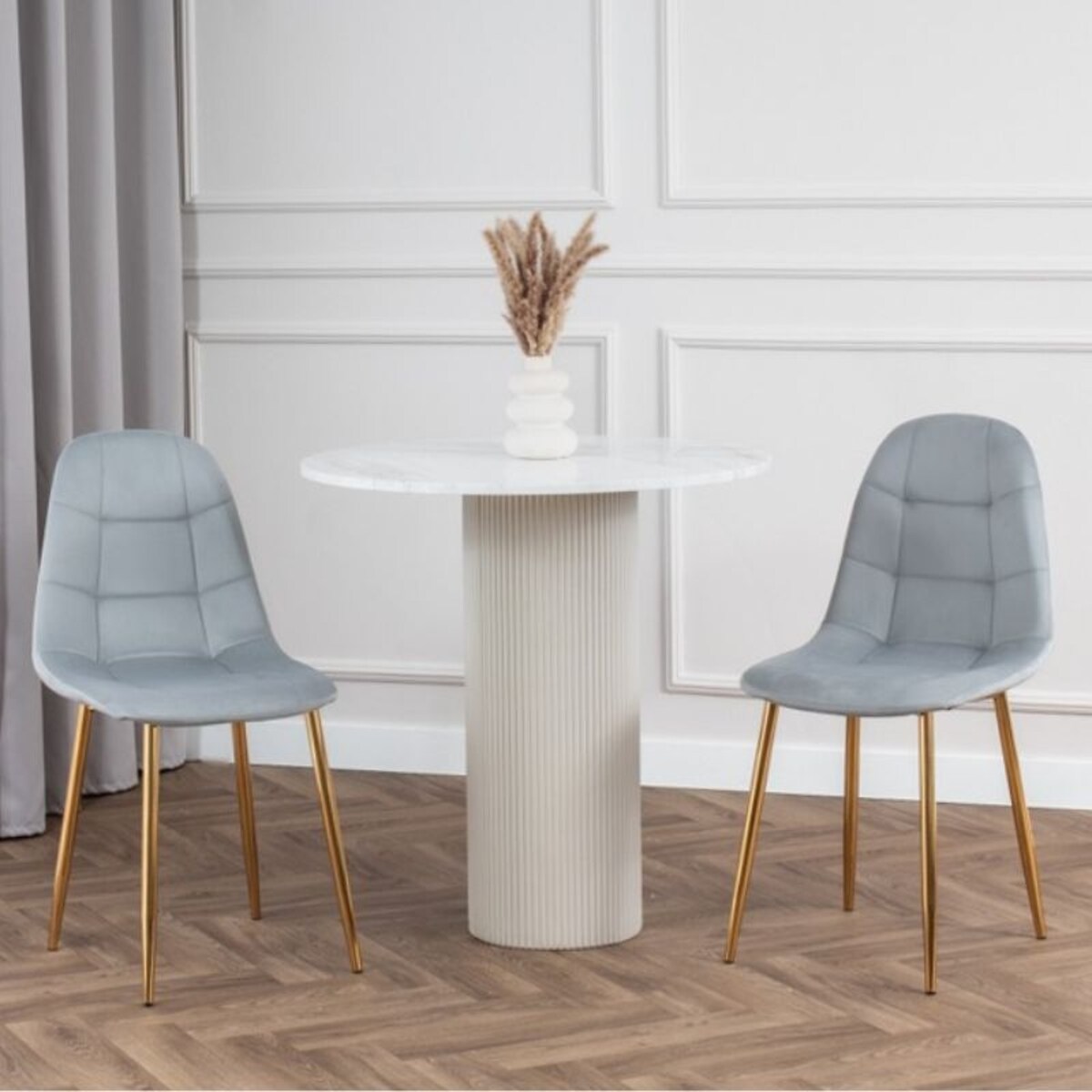 Krzesło tapicerowane welurowe do salonu jadalni glamour pikowane złote