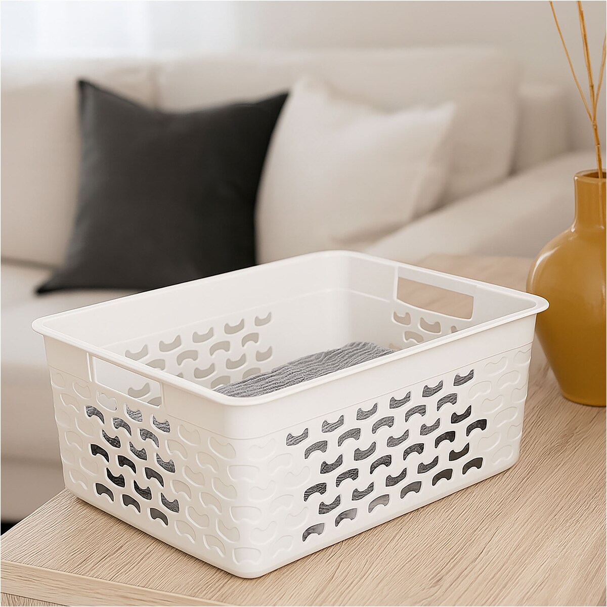 Koszyk Ażurowy Koszyczek Pudełko Organizer Biały