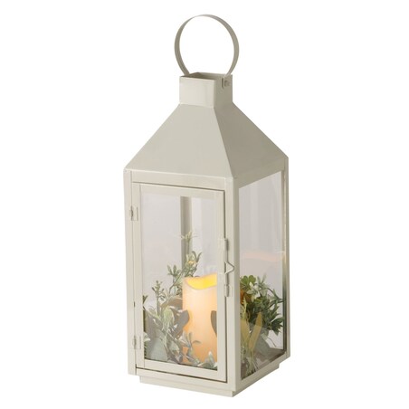 Lampion LED MAGALUF z timerem, 16 x 16 x 41 cm, kolor biały, metal
