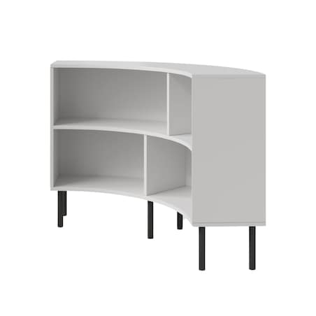 Nowoczesny narożny niski regał na książki Skandica HORN z czarnymi nogami / biały / szer. 100 cm