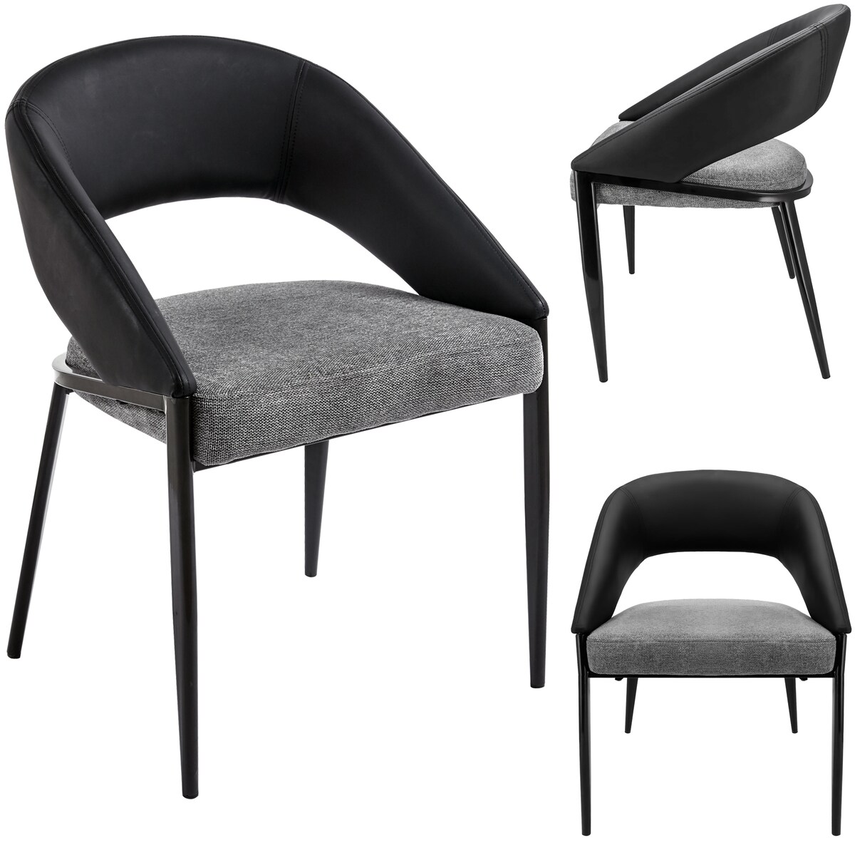 Krzesło welurowe plecione BERGAMO czarno-szare