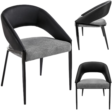 Krzesło welurowe plecione BERGAMO czarno-szare