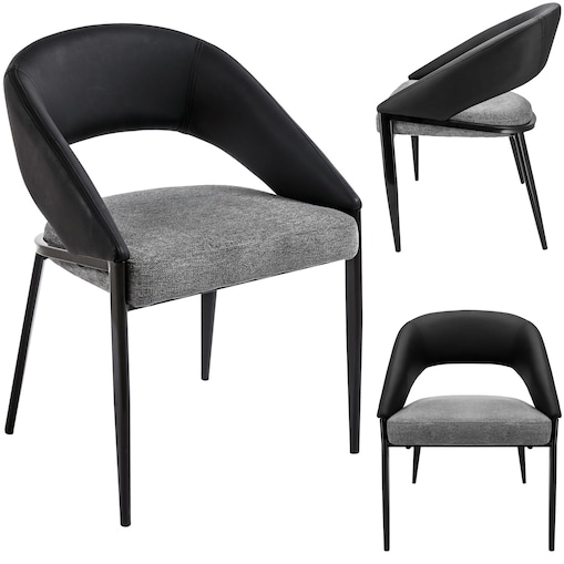 Krzesło welurowe plecione BERGAMO czarno-szare