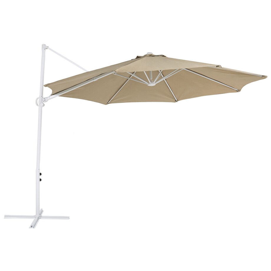 Parasol ogrodowy ⌀ 295 cm szarobeżowy z białym SAVONA II