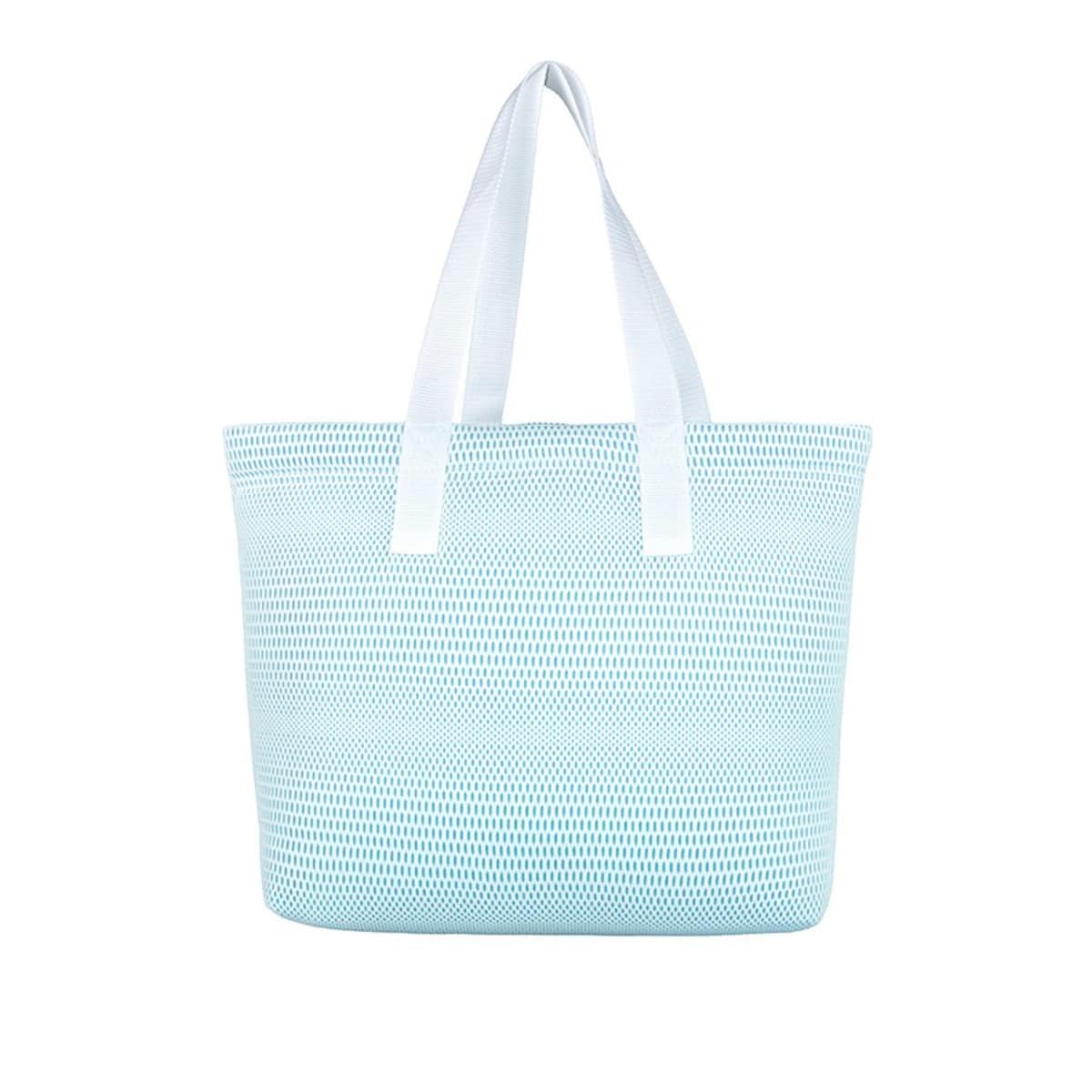 Torba na zakupy błękitna z białymi uchwytami 45×33 cm