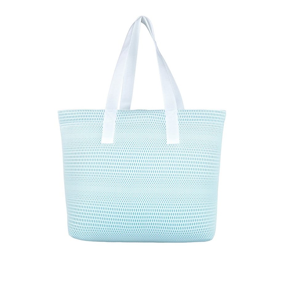 Torba na zakupy błękitna z białymi uchwytami 45×33 cm