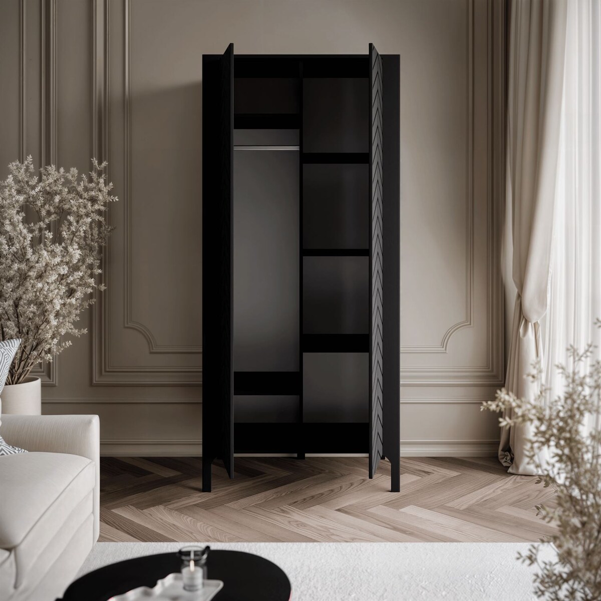 Dwudrzwiowa szafa LUMI 90 cm, czarna