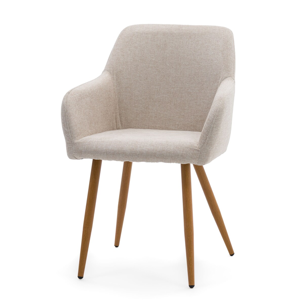 Krzesło tapicerowane skandynawskie beżowe SCANDI metalowe nogi w kolorze drewna